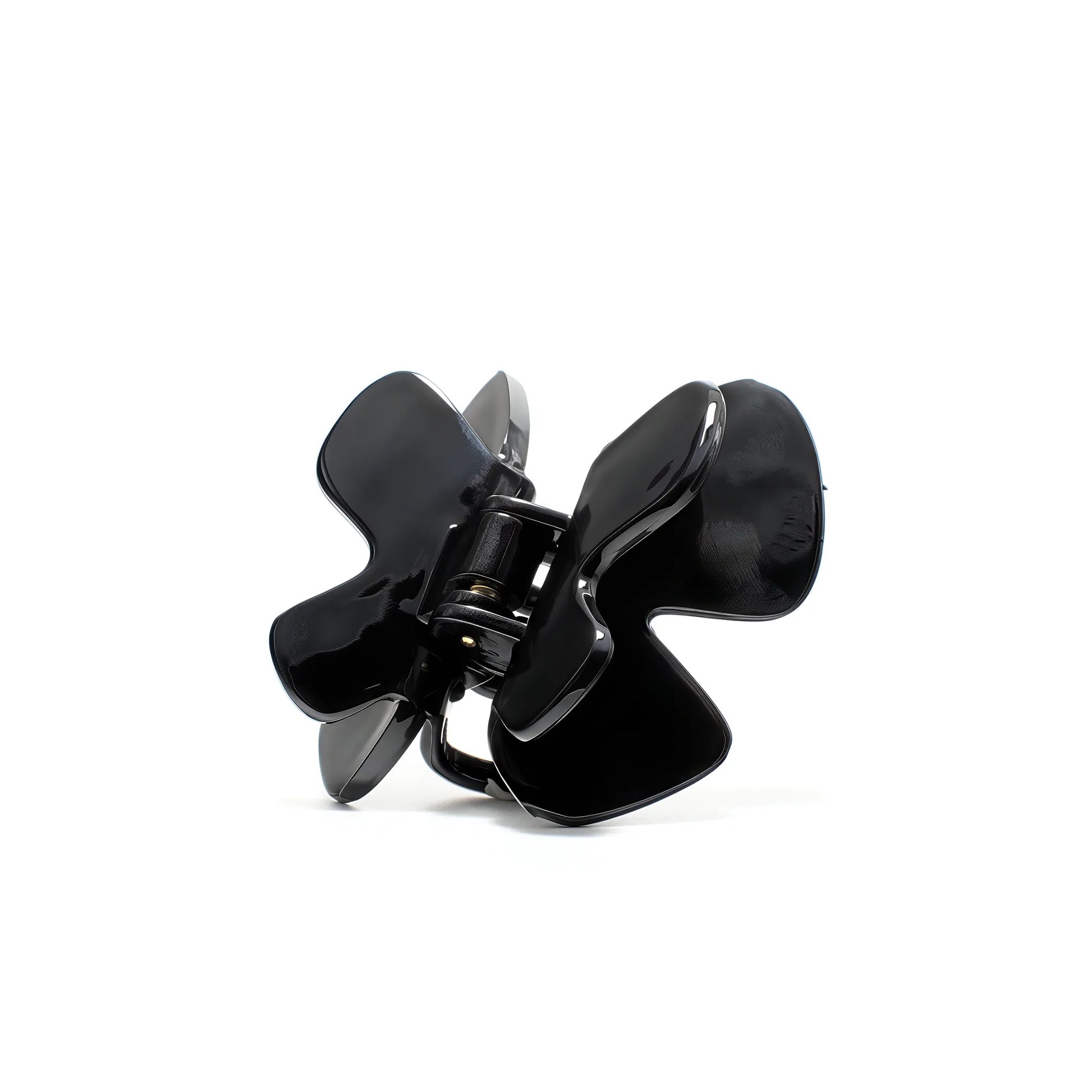 Phoebe 6 claw clip in Piano Black — small jet-black cellulose acetate hair clip, made in France