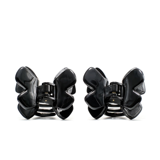Phoebe 4 (Pair) Piano Black alternate angle — French acetate mini clips for fine and short hair
