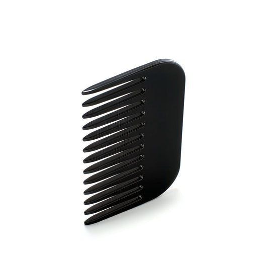 Pocket 10 Piano Black comb detail — Meera Studio Line travel comb in French acetate