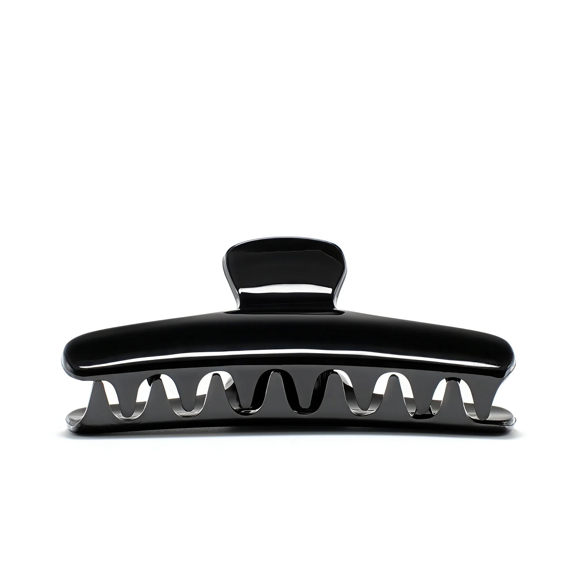 Bambi 8 Piano Black claw clip detail — Meera Studio Line, polished black finish