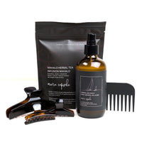 Bambi Beach Capsule in Deep Amber — Meera summer bundle with Bambi tortoise clips, Mineral Sea Spray, and Mahalo Herbal Tea