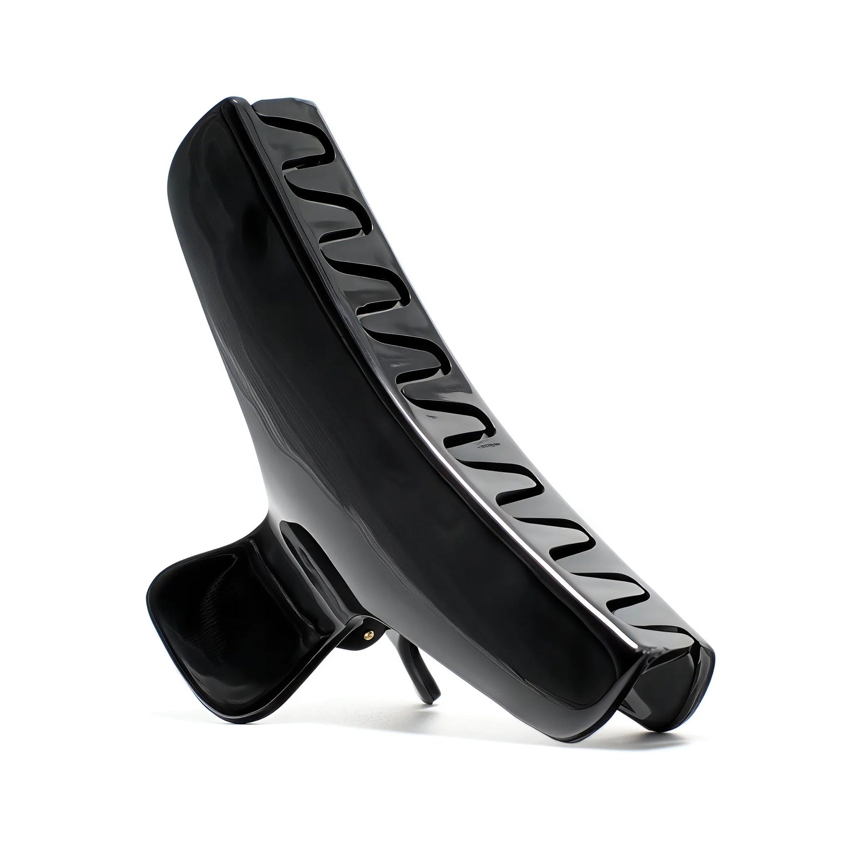 Bambi 10 claw clip in Piano Black — large jet-black cellulose acetate hair clip handmade in France