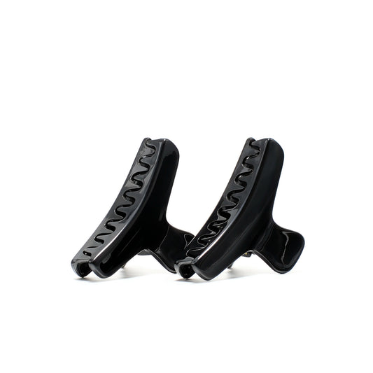 Bambi 5 mini claw clip pair in Piano Black — jet-black cellulose acetate clips for fine hair, made in France