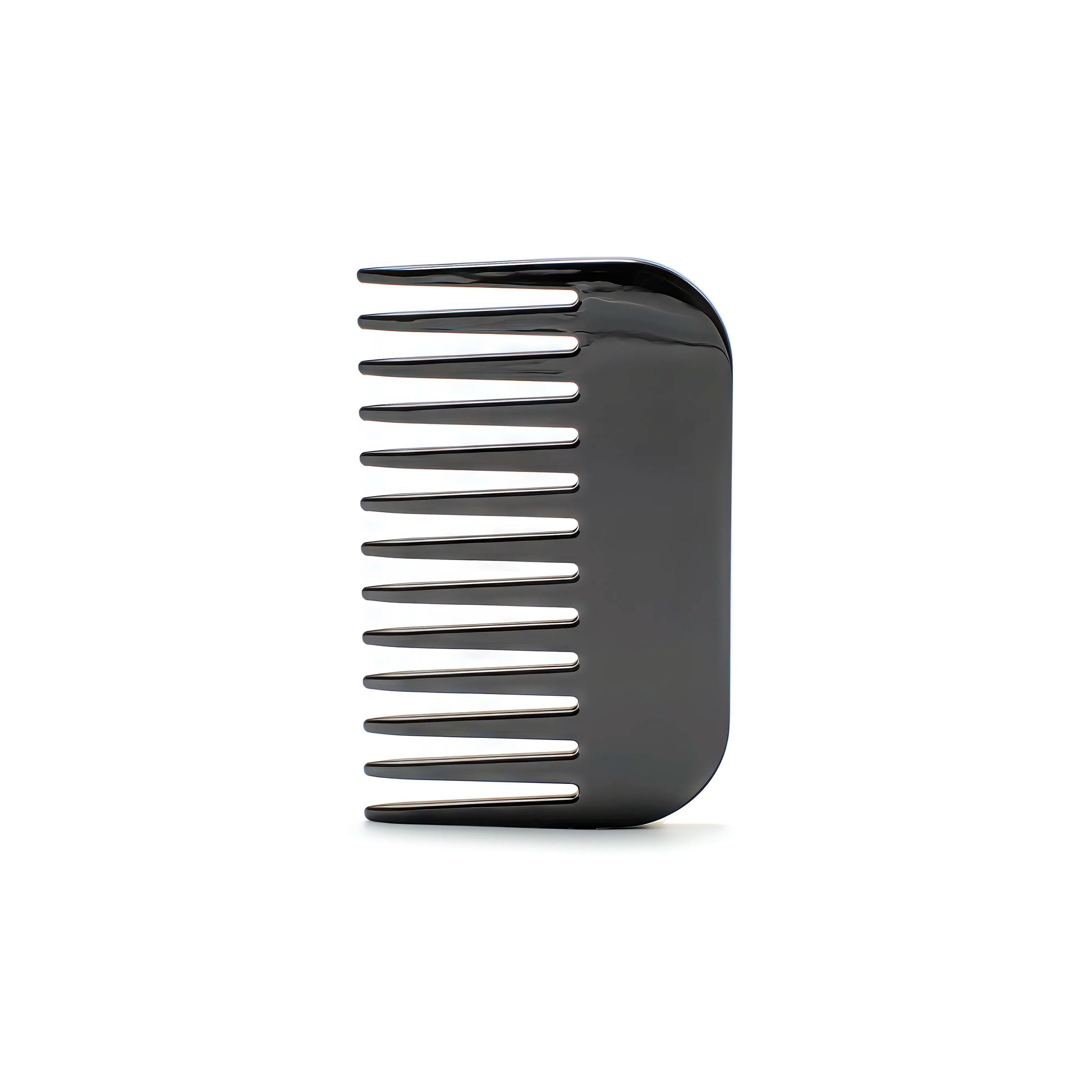 Pocket 10 styling comb in Piano Black — handheld jet-black cellulose acetate comb, made in France