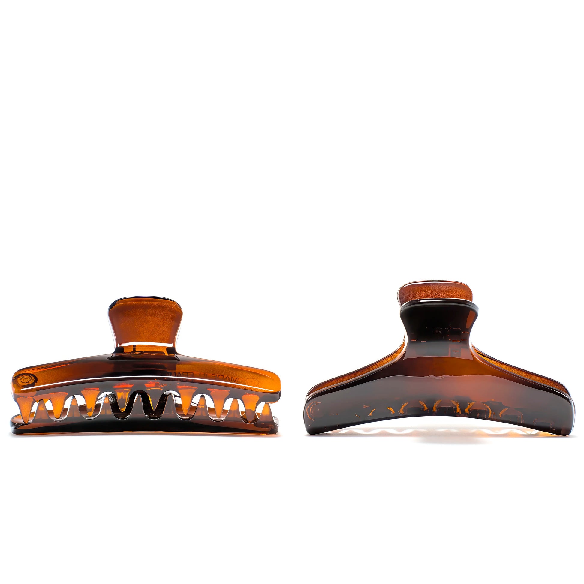Bambi 5 (Pair) Deep Amber alternate angle — petite French acetate clips for partial sections