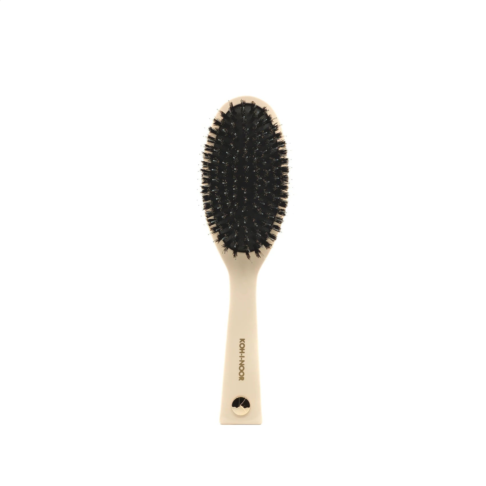 Boar Hair Brush Kit in Cream — brush, cleaning rake, and drawstring bag