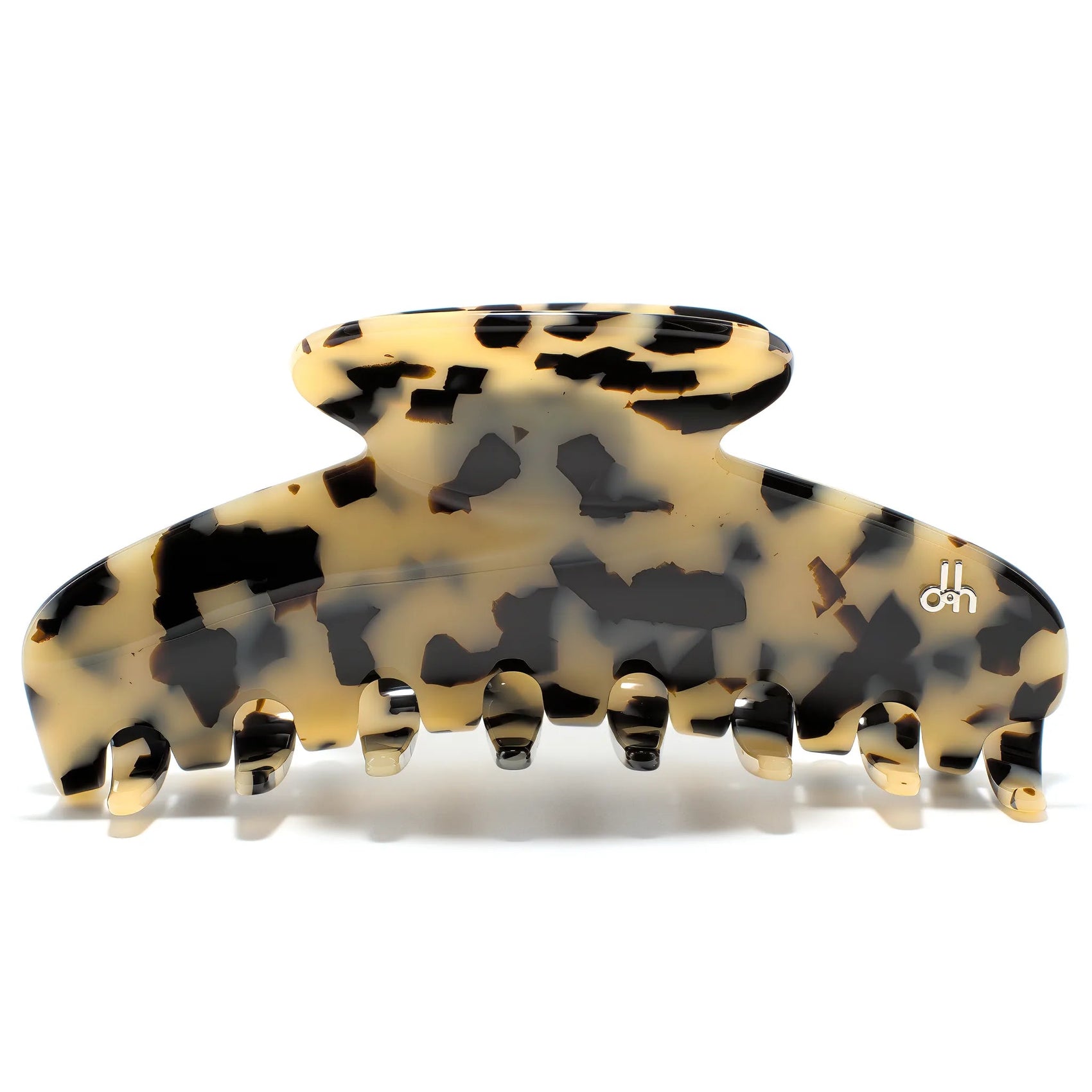 Darcy 12 claw clip in Appaloosa — extra-large speckled multi-tone Mazzucchelli acetate hair clip from the Meera Atelier Line, made in France