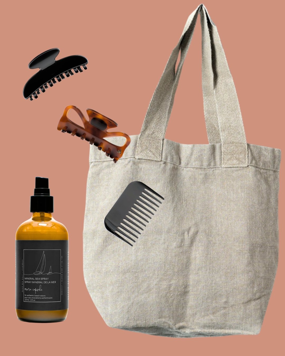 La Capsule Ondulations sans chaleur : Spray minéral de la mer, Pocket 10, Luna 9, Juliet 10 et le Sac Marée coloris Sable