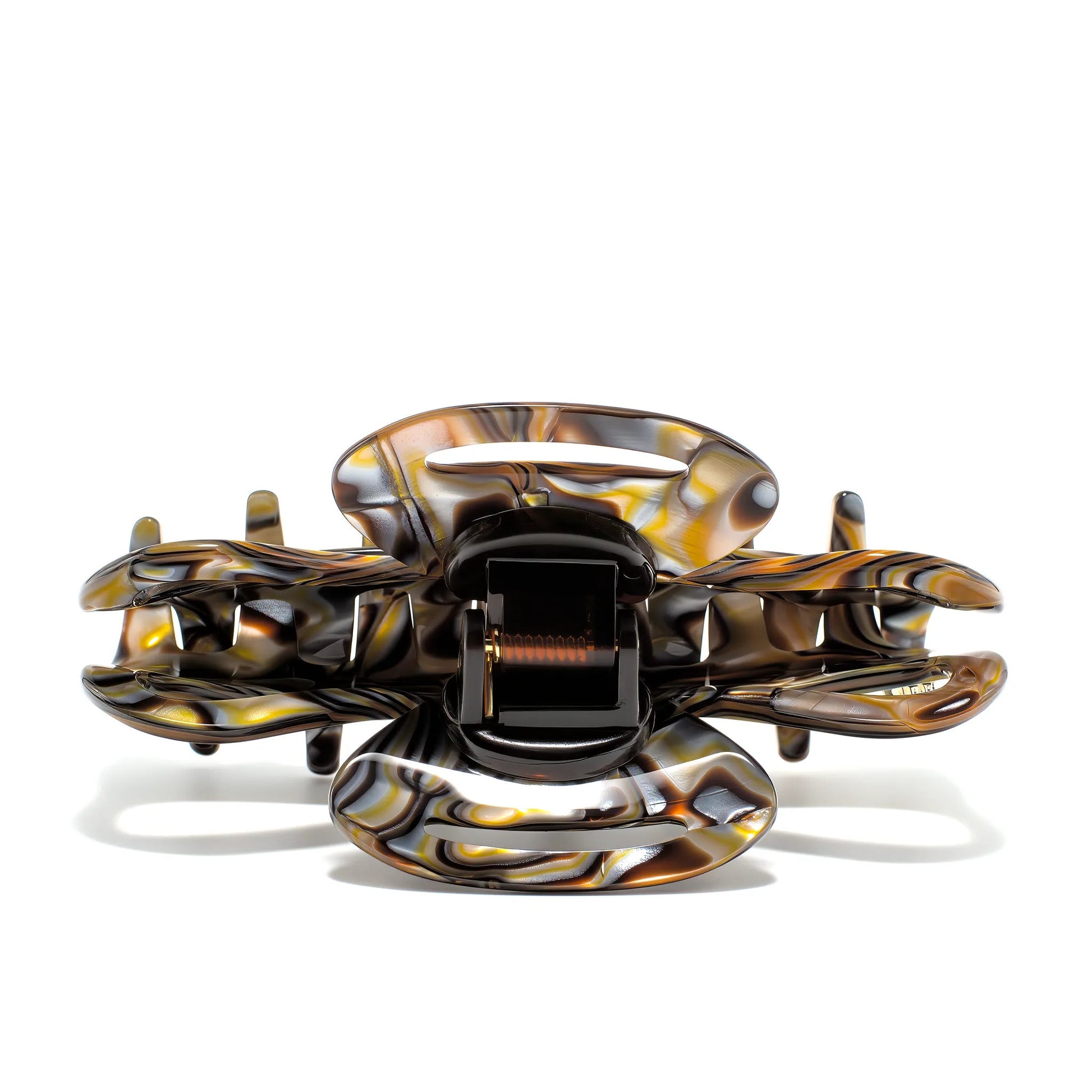 Juliet 10 Oyster claw clip detail — Meera Atelier Line, soft neutral pearl finish