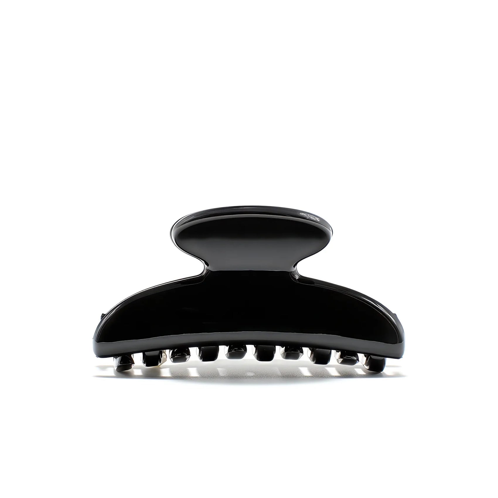 Luna 6 claw clip in Piano Black — small jet-black cellulose acetate hair clip, made in France