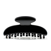 Luna 9 claw clip in Piano Black — medium jet-black cellulose acetate hair clip, made in France