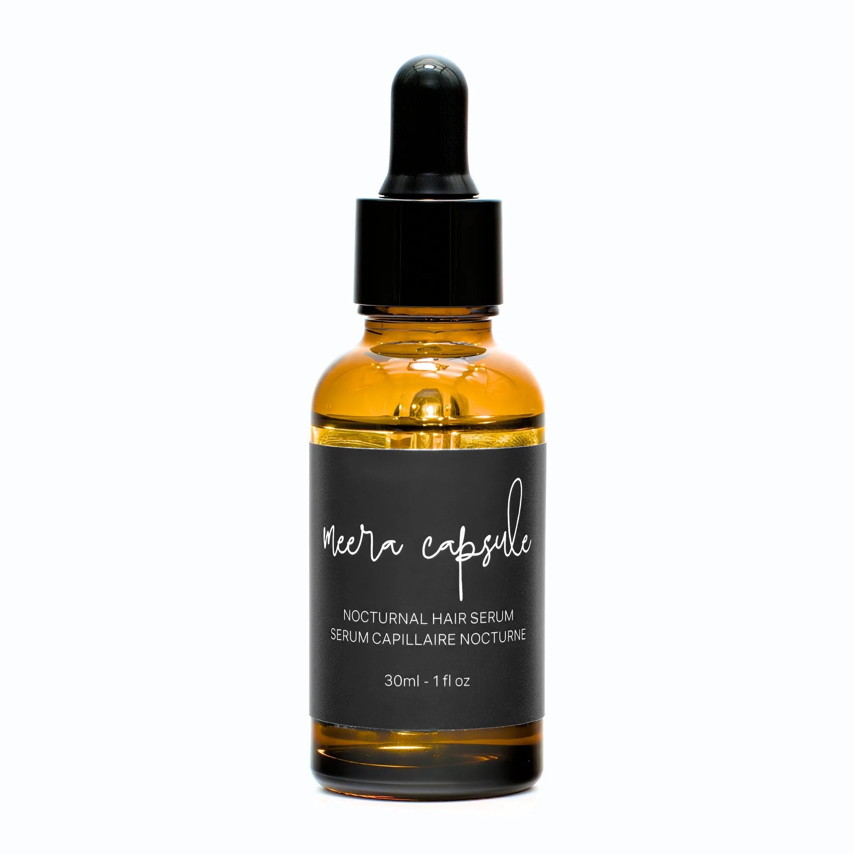 Nocturnal Hair Serum bottle — vegan overnight scalp and hair treatment, by Meera Capsule