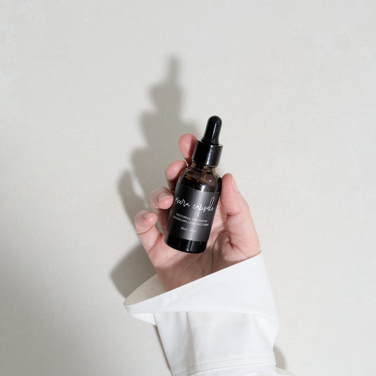 Nocturnal Hair Serum styled lifestyle — peptide-rich silicone-free overnight serum