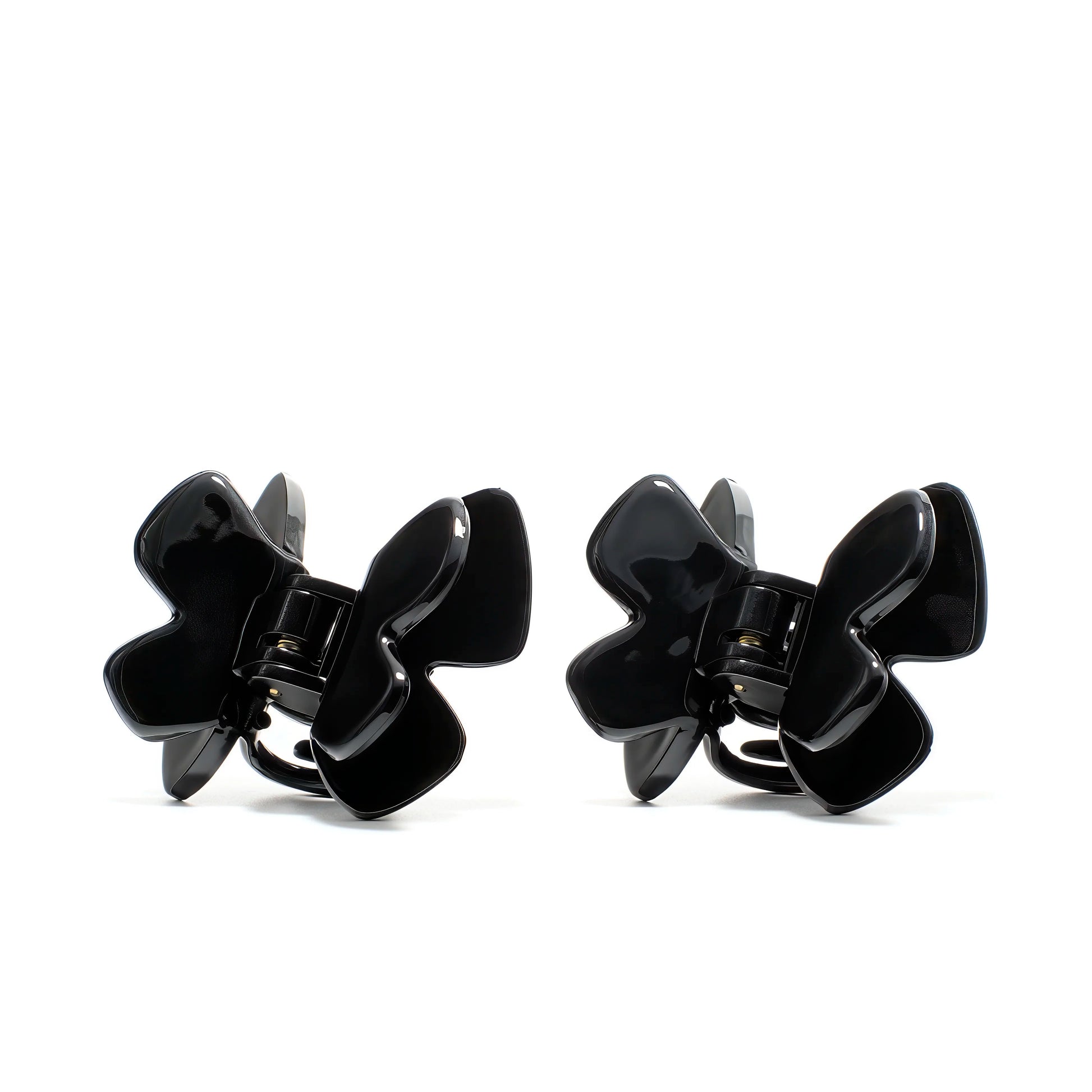 Phoebe 4 mini claw clip pair in Piano Black — petite jet-black cellulose acetate clips, made in France