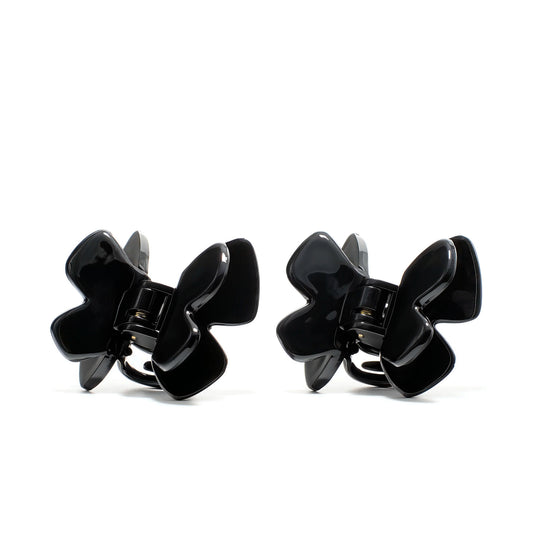 Phoebe 4 mini claw clip pair in Piano Black — petite jet-black cellulose acetate clips, made in France