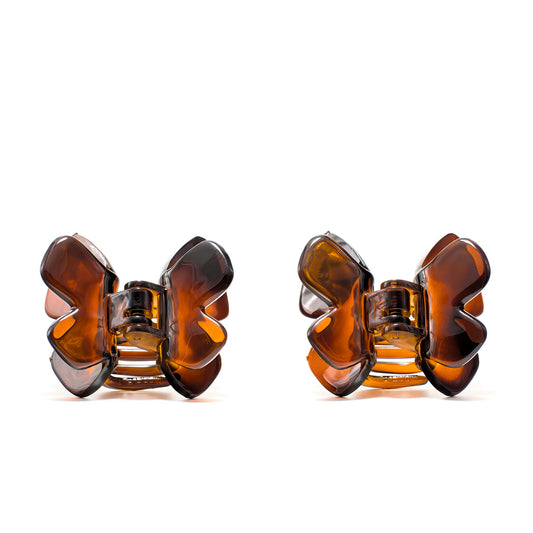 Phoebe 4 (Pair) Deep Amber alternate angle — French acetate mini clips for fine and short hair