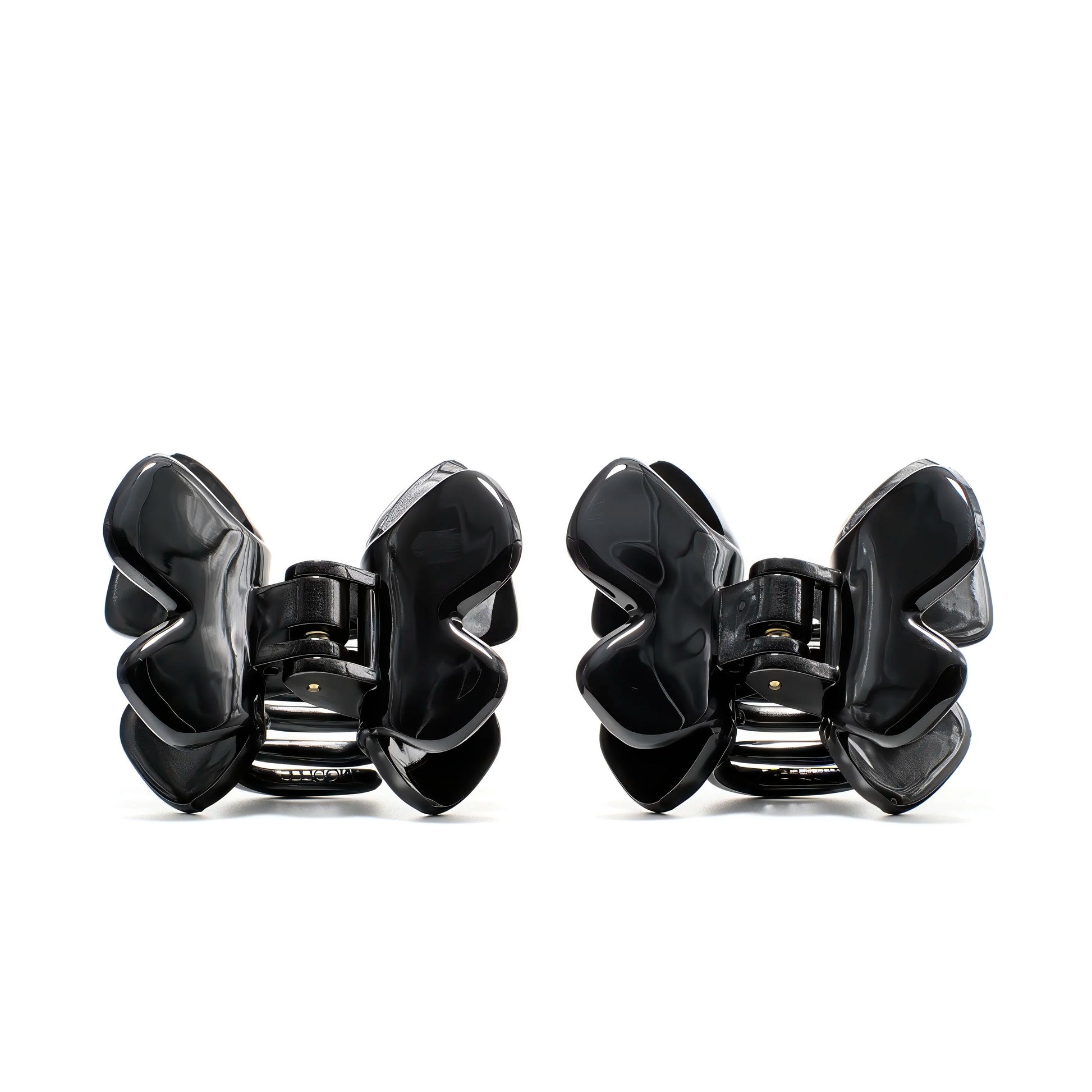 Phoebe 4 (Pair) Piano Black alternate angle — French acetate mini clips for fine and short hair