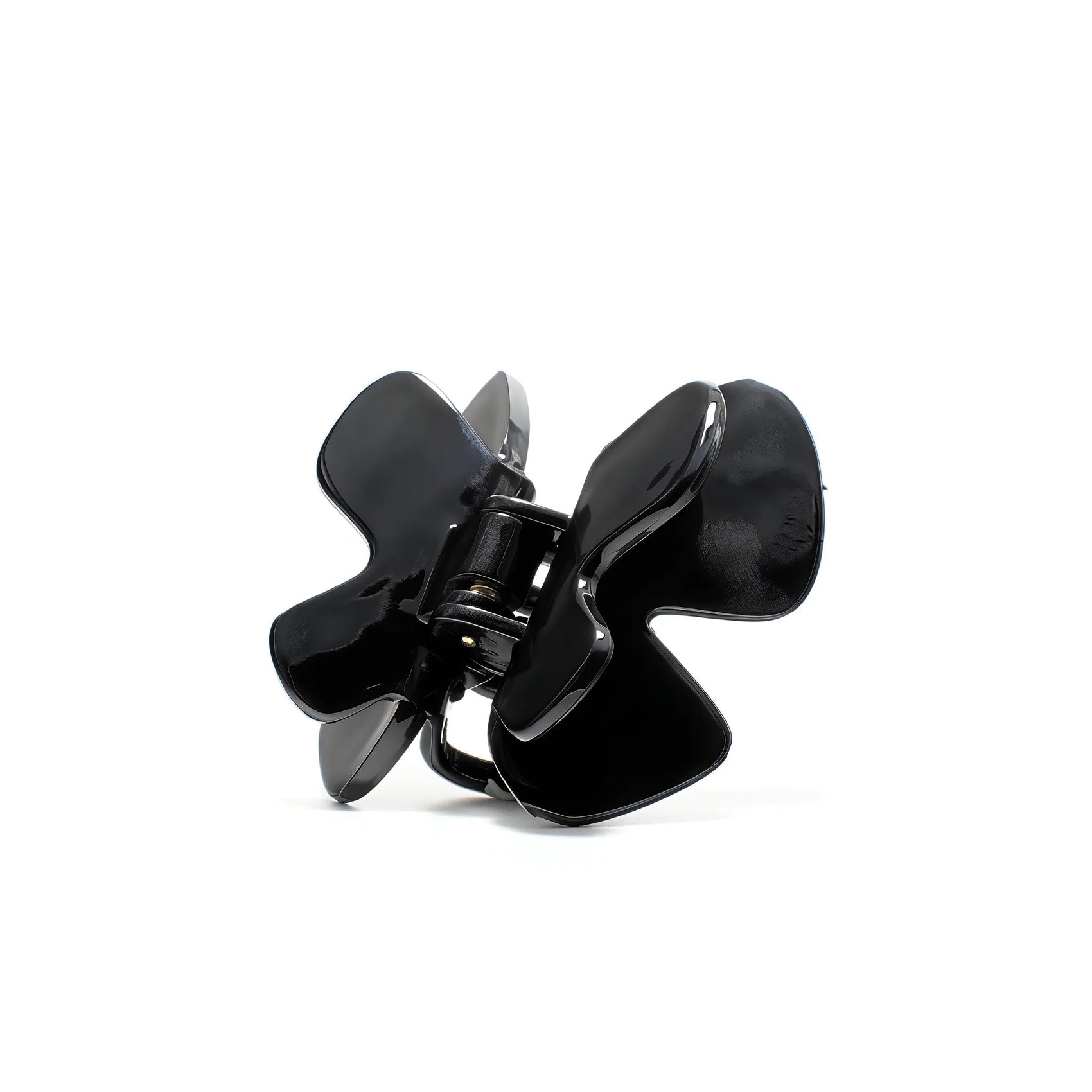 Phoebe 6 claw clip in Piano Black — small jet-black cellulose acetate hair clip, made in France