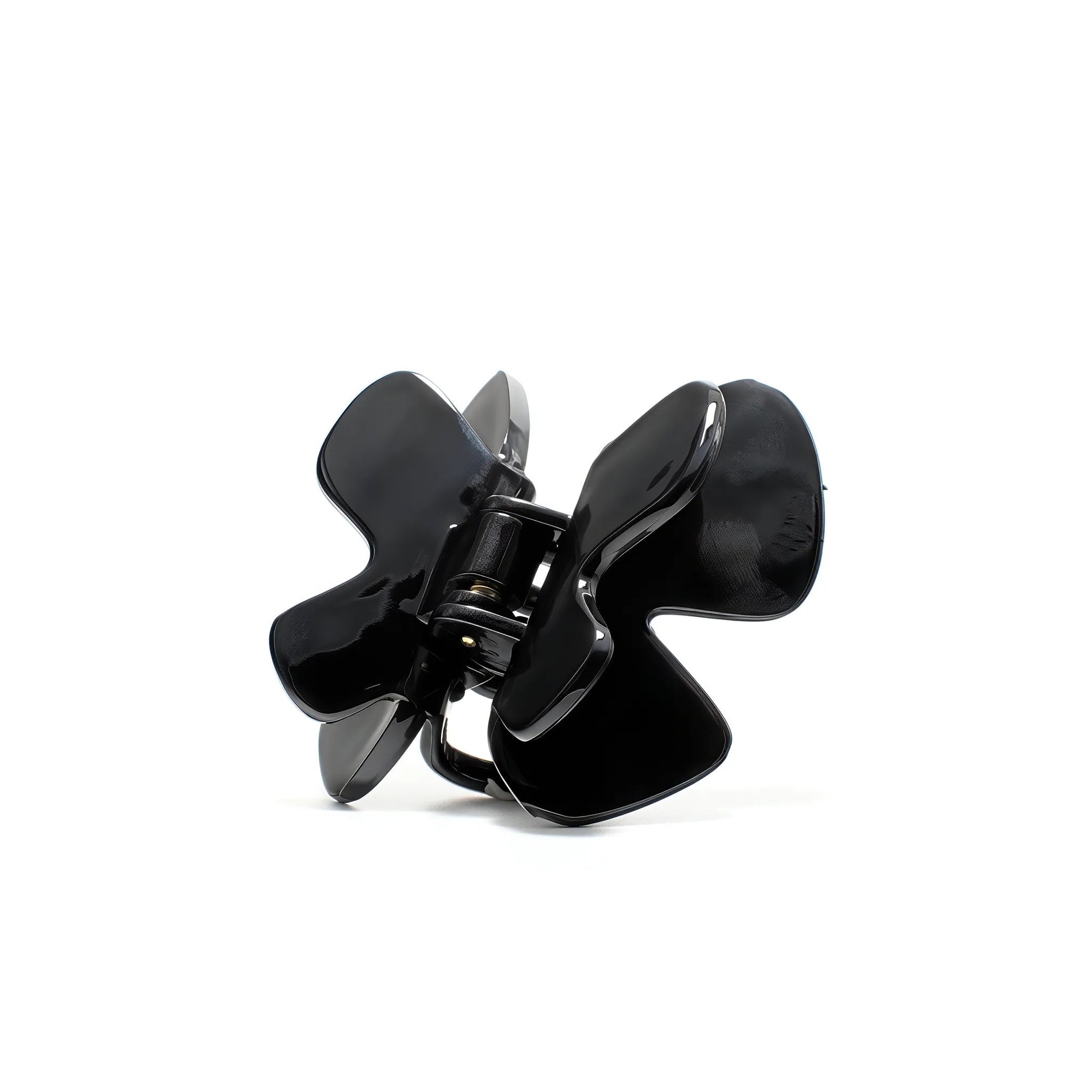Phoebe 6 claw clip in Piano Black — small jet-black cellulose acetate hair clip, made in France