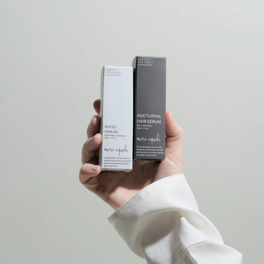 Oil duo lifestyle shot — day and night lipid replenishment system