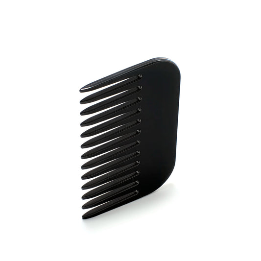 Pocket 10 Piano Black comb detail — Meera Studio Line travel comb in French acetate