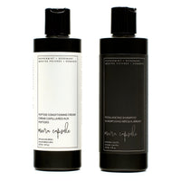 Shampoo and Conditioner bundle bottle detail — Meera Capsule cleanse and condition duo